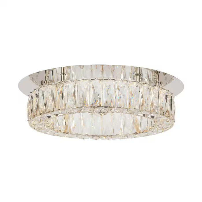 Keighley 17.5 In. Integrated LED Chrome Flush Mount Ceiling Light Fixture with Crystal Shade