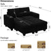 Velvet Modular Sectional Sofa Couch with Storage Convertible Sectional Sleeper Sofa Couch Bed Set with Reversible Chaise Black