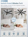 52 Inch Ceiling Fan No Light, 8 Blades Black Ceiling Fans without Lights, Quiet Rerverible DC Motor, 6Speeds, for Bedroom, Living Room, Home Office and Patio