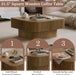 31.5 Inch Square Drum Coffee Table with Storage, Modern Handcraft Fluted Drum Coffee Table, Wooden Square Center Table Cocktail Tea Table with Sturdy Pedestal for Living Room Apartment (Brwon)