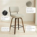 Swivel Bar Stools Set of 3, 26" Counter Height, Beige Grey | Walnut Wood Legs, Upholstered Seat, Supportive Backrest, Easy-Clean Faux Leather, Mid-Century Modern, 4-Inch Cushion