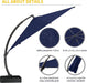 11Ft Offset Cantilever Patio Umbrella with Solar Lights, Large round Outdoor Umbrella with Base Included, Aluminum Frame, 360° Rotation & Infinite Tilt for Deck Pool Backyard, Navy Blue