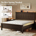 Queen Size Bed Frame with Tall Headboard, Mid Century Modern Wood Platform Bed with Charging Ports and LED Lights, Solid Wood Slat Support, No Box Spring Needed, Easy Assembly, Walnut Brown