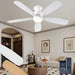 52Inch Ceiling Fans with Lights, Low Profile White Ceiling Fan with Light and Remote/App Control, DC Reversible Motor, Noiseless, Flush Mount Ceiling Fan for Bedroom Living Room Patios