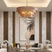 36" Smoked Gold round Drum Chandelier, 6-Light Modern Hanging Light Fixture for Dining Room, Living Room, Bedroom, Foyer