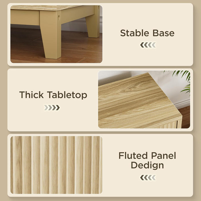 59" Fluted TV Stand for Tvs up to 65 Inch, Entertainment Center with Storage Cabinets, Modern Console Table with Drawer and Adjustable Shelves, Media Console Cabinet for Living Room