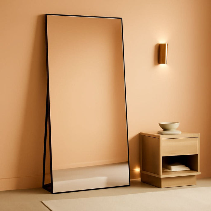 76"X34" Rectangle Full Body Floor Mirrors, Full Length Mirror Hanging or Leaning, Aluminum Alloy Frame Wall Mirror for Bedroom, Dressing Room, Black
