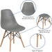 Elon Series Moss Gray Plastic Chair with Wooden Legs for Versatile Kitchen, Dining Room, Living Room, Library or Desk Use