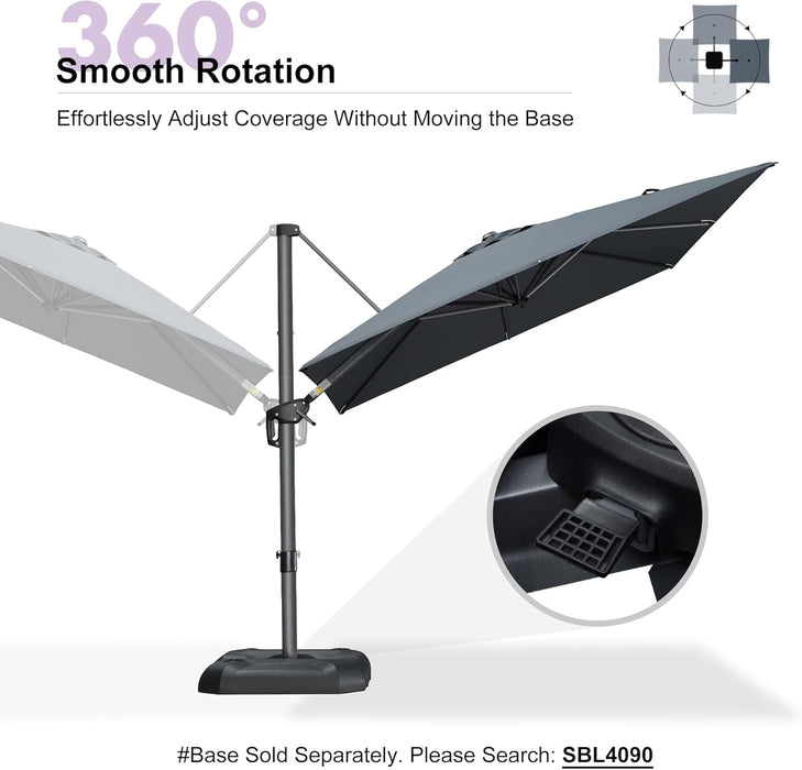 Outdoor Umbrella 8' X 8' Square Premium Sun Protection Grey | Smooth One-Hand Shade Control, Fade Resistant, Premium Aluminum Frame, 5 Tilt to Fit the Sun, Arrives Safe, Built to Last