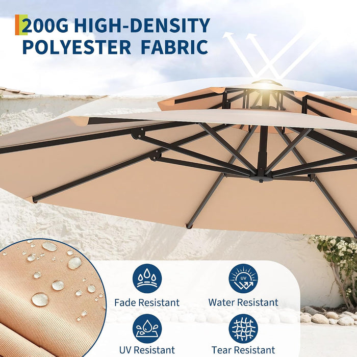 10FT Patio Umbrella, Offset Cantilever Umbrella with UV Protection, Fade Resistant Polyester Fabric, Easy Tilt Adjustment Pool Umbrellas Outdoor for Deck, Garden, Backyard