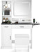 Black Farmhouse Vanity Desk With Integrated Lighting