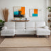 U-Shape Sectional Sofa Couch 111" Modern 4-Seat Sofa with Chaises Corduroy Fabric Upholstered Covertible Couch with Wood Grain Legs for Living Room, Reception Room, Apartment, Beige
