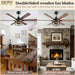 52 Inch Farmhouse Ceiling Fan with Light and Remote, Brown Industrial Caged Rustic Ceiling Fan with 6 Speed