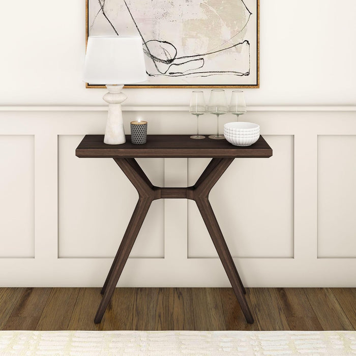 Verso Console Table, 36 Inch Solid Wood Modern Sofa Table, Narrow Entryway Table for Hallway, behind the Couch, Living Room, Foyer, Walnut