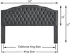 Upholstered Button Tufted King Size Headboard with Nailhead Trim, Soft Velvet Fabric Headboard King/Cal King Size -Dark Gray