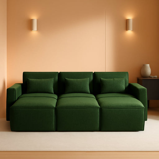 Sleeper Modular Sectional Sofa Couch for Living Room, Modern Sleeper Sofa Bed, Boucle Fabric,Green