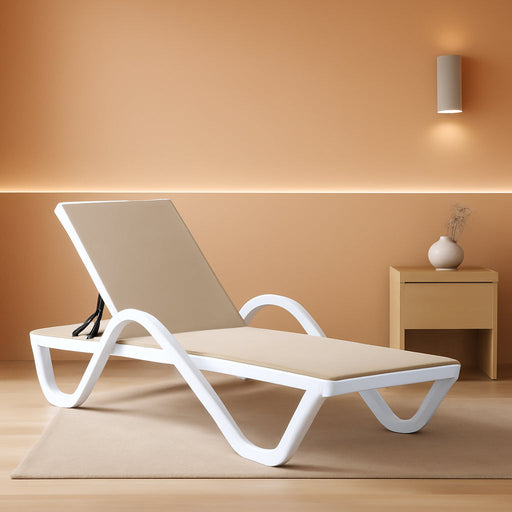 Lounge Chair Outdoor Set of 2 W/Armrest for Poolside, Khaki