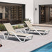 Lounge Chair Outdoor Set of 2 W/Armrest for Poolside, Khaki