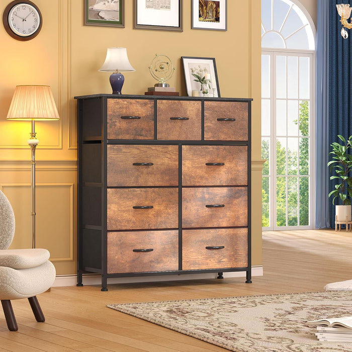 Durable Fabric Dresser With Nine Drawers Organizer