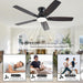 52 Inch Brown Modern Ceiling Fans with Lights, Low Profile Ceiling Fan with Remote/App Control, DC Reversible Motor, Dimmable LED Ceiling Fans for Bedroom,Indoor/Outdoor
