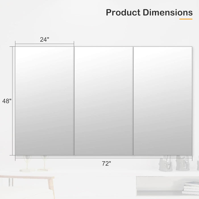 Home Gym Mirror 48"X24" 3PCS, Wall Mounted Frameless Tempered Glass Mirror