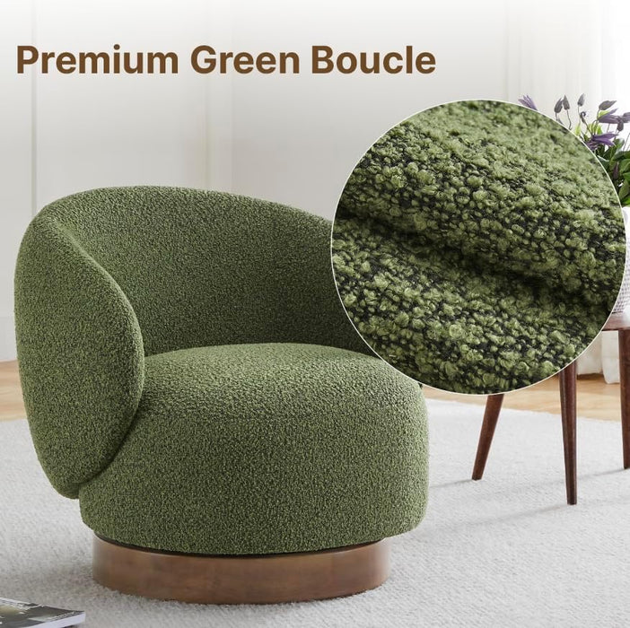 Swivel Accent Chair round Barrel Armchair Upholstered Performance Fabric for Living Room Bedroom Waitingroom,2 Box,Moss Green