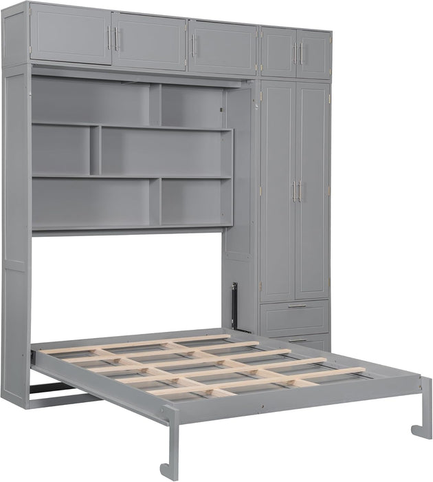 Queen Size Murphy ConvertiblePlatformBed GrayFinish