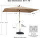 6.5' X 10' Patio Umbrella Outdoor Table Umbrella Aluminum Market Umbrella with Push Button Tilt & 8 Sturdy Ribs and Crank Rectangular Sun Umbrella for Pool Backyard Beach, Taupe