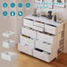 10-Drawer Dresser, Fabric Storage Tower with Drawers for Bedroom, Dresser Drawer with Handle for Bedroom, Living Room, Hallway, Closets & Nurseryteel Frame, Wood Top (10 Drawer/White)