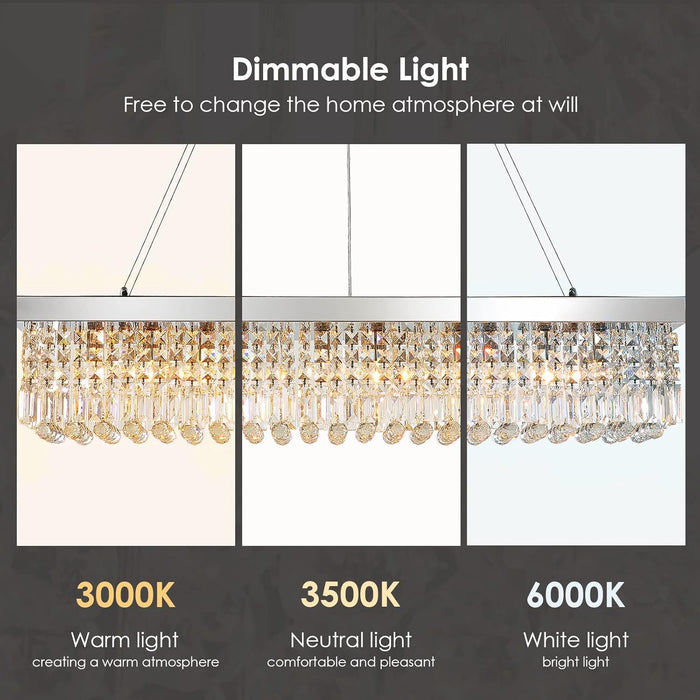 Rectangular Crystal Chandelier 47 Inch Pendant Chrome