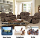 Recliner Sofa Set for Living Room Furniture Set, Reclining Sofa and Loveseat Set for Reclinier Sofa with Drop down Table/Double Recliner Loveseat with Storage Console/Brown Velvet