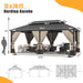 12x20 Ft Hardtop Gazebo With Double Roof NettingCurtains