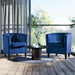 Deluxe Blue Velvet Upholstered Barrel Armchair Set
