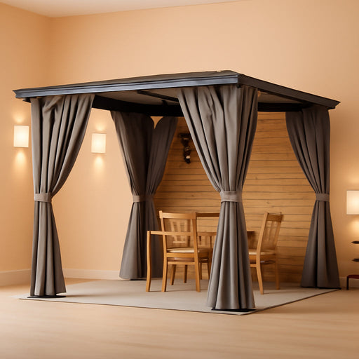 16x8 Residential Backyard Gazebo With Curtains Netting