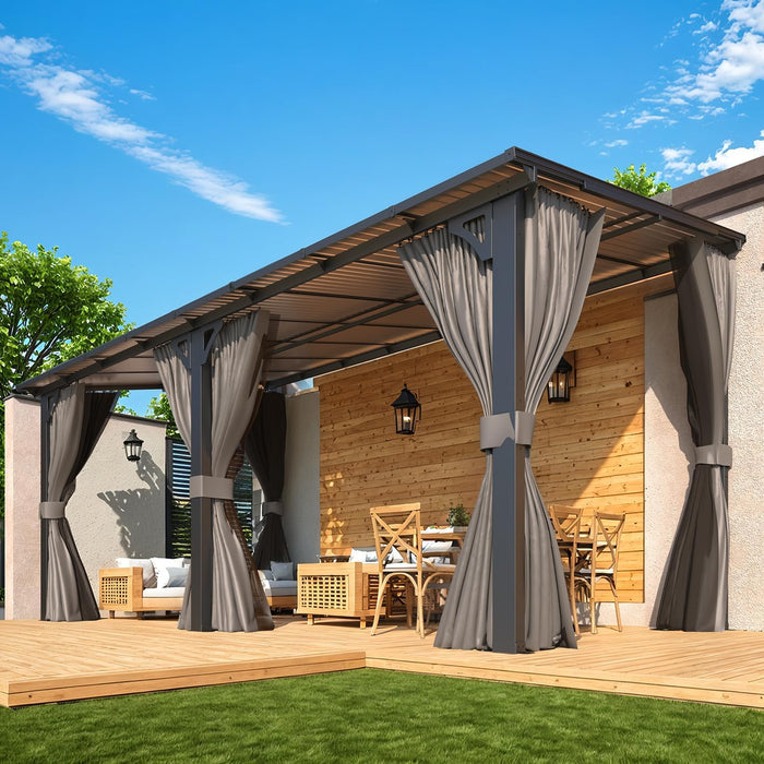 16x8 Residential Backyard Gazebo With Curtains Netting