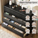 Black Fluted 8 Drawer Dresser for Bedroom, Curved Edge, 50" Wide