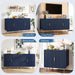 31" Fluted Buffet Cabinet,Modern Sideboard Cabinet with Storage,Blue