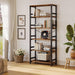 Bookshelf, 31.5" Wide 6-Tier Industrial Bookcase, Vintage Brown