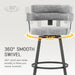 Counter Height Bar Stools with Full Back – Swivel Counter Stools Set of 2 with Linen Padded Back, Metal Footrest, Modern Barstools for Kitchen Counter, Island, Dining Room, Grey 24 Inch