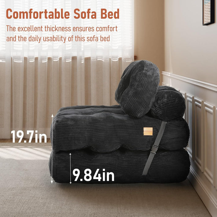 Dark Gray Folding Sofa Bed With ErgonomicBackSupport