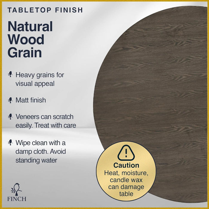 Alfred round Solid Wood Rustic Dining Table for Farmhouse Kitchen Room Decor, Wooden Trestle Pedestal Base, 46.5" Wide Circular Tabletop, Distressed Brown