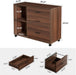 39-Inch Walnut Rolling File Cabinet With Compartments
