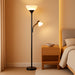 Floor Lamp, Standing Lamp, Torchiere Floor Lamp with Adjustable Reading Lamp, 71" Tall Pole Lamps, 3 Way Switch, Plastic Lampshade, Corner Floor Lamps for Living Room, Bedroom(E26 Base, No Bulb)-Black