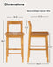 Wood Bar Stools Set of 3, Counter Height Barstools Armless Farmhouse Wooden Bar Dining Chairs with Back & Footrest for Kitchen Island Cafe Pub, Dark Oak