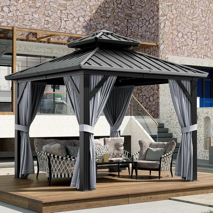10x10 Ft HeavyDuty Weatherproof Gazebo AllSeason Backyard