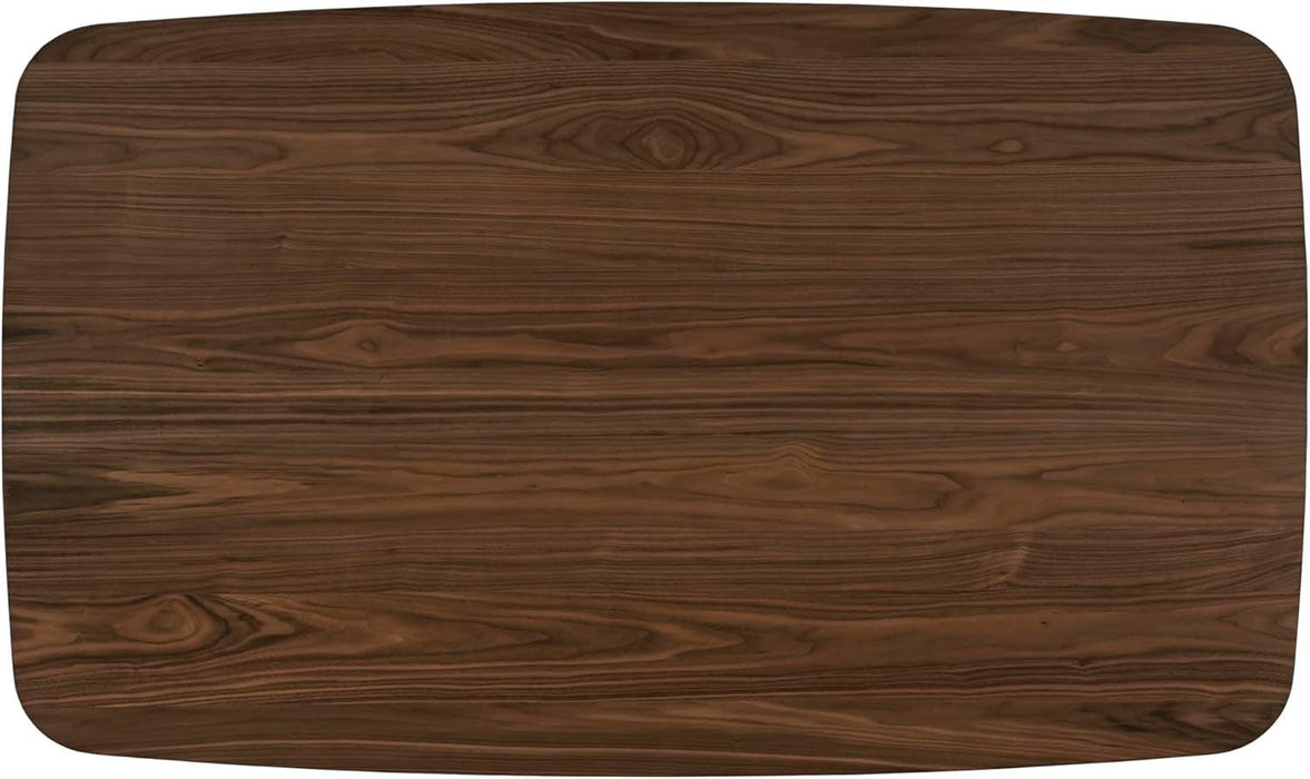 Arley Modern Wooden Dining Table, Solid Wood Rectangular Dining Room Table for 4 People, Sturdy and Space Saving Kitchen Table, Walnut Brown + Black