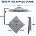 10Ft Solar LED Wall Mounted Outdoor Patio Umbrella, Rectangular Large Offset Cantilever Umbrellas with 180° Rotation Sun Awning for Deck Pool Garden Backyard, save Space, Grey