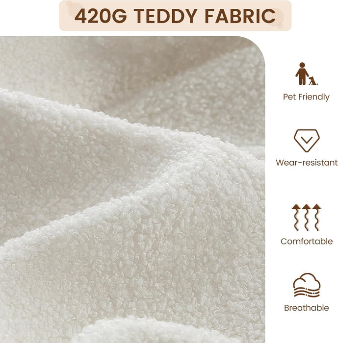 Comfy Chair, Modern Accent Chair with Metal Frame, Cozy Reading Chair with Soft Cushion & Wood Armrest for Bedroom, Living Room, White