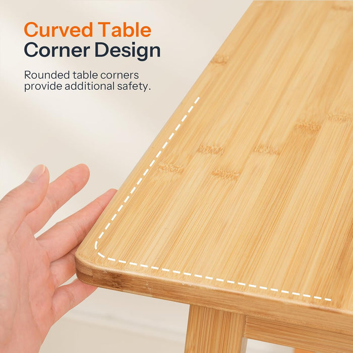 Natural Bamboo Square Dining Table EasyToAssemble TwoSeater