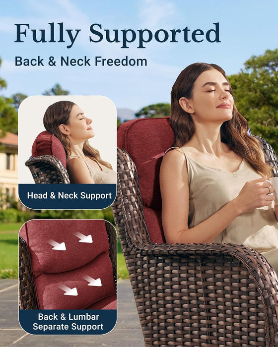 Luxury Outdoor Swivel Rocker Patio Chairs of 2 with Side Table